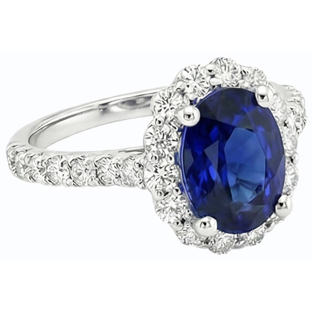 echter oval diamant 6Karat ring auf Weiß