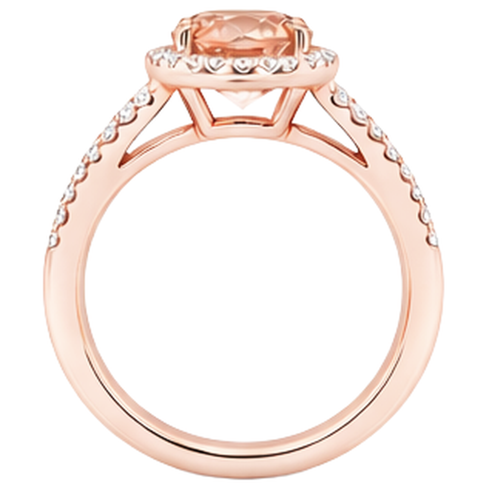 Ovaler und Rundschliff 19,75 Kt Morganit mit Aus der Erde Abgebauter Natürlicher Diamanten Ring Zweifarbiges Gold