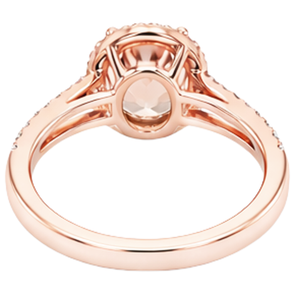 Ovaler und Rundschliff 19,75 Kt Morganit mit Aus der Erde Abgebauter Natürlicher Diamanten Ring Zweifarbiges Gold