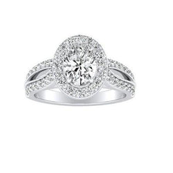 Ovaler und runder 3,50 Karat Echt Diamant Halo Ring