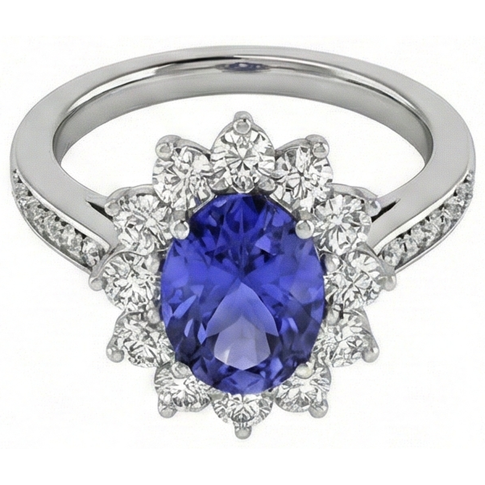 echter oval tansanit 3.75Karat ring Profilansicht