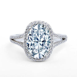 Ovaler und runder Echt Aus der Erde Abgebauter Natürlicher Diamant-Verlobungsring 5.80 Karat Weißgold 14K
