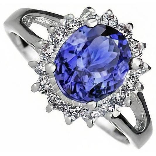 echter oval tansanit 22.75Karat ring Seitenansicht