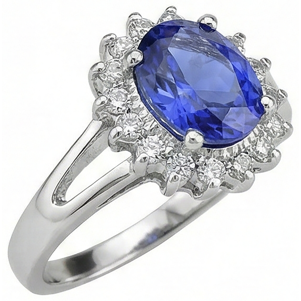 echter oval tansanit 22.75Karat ring Draufsicht