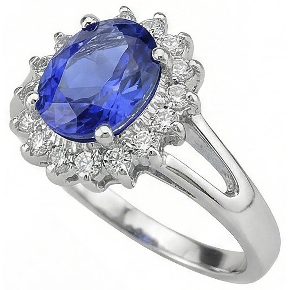 echter oval tansanit 22.75Karat ring Profilansicht