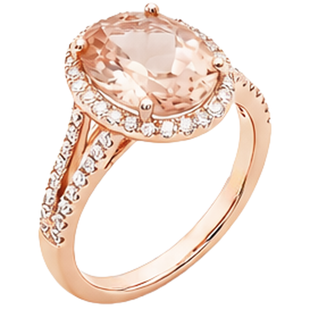 Ovalschliff 33,75 ct Morganit mit Aus der Erde Abgebauter Natürlicher Diamanten Ehering