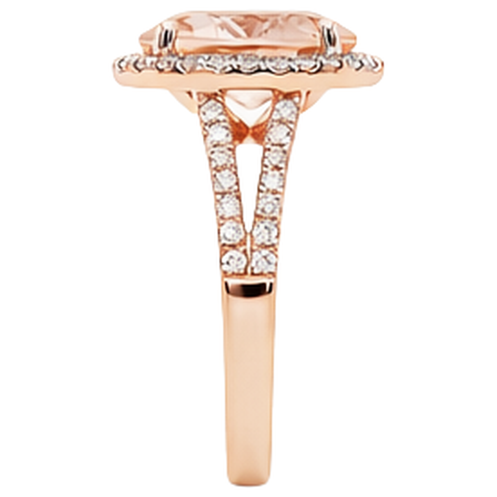 Ovalschliff 33,75 ct Morganit mit Aus der Erde Abgebauter Natürlicher Diamanten Ehering