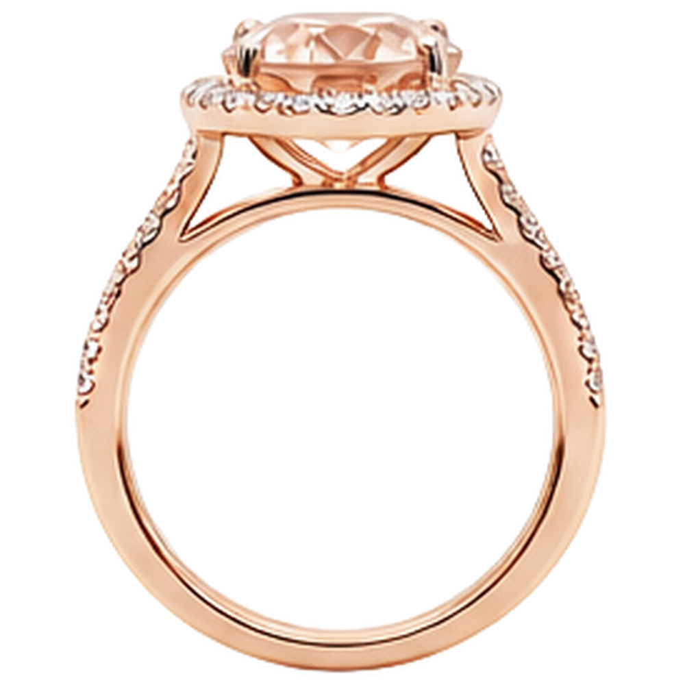 Ovalschliff 33,75 ct Morganit mit Aus der Erde Abgebauter Natürlicher Diamanten Ehering