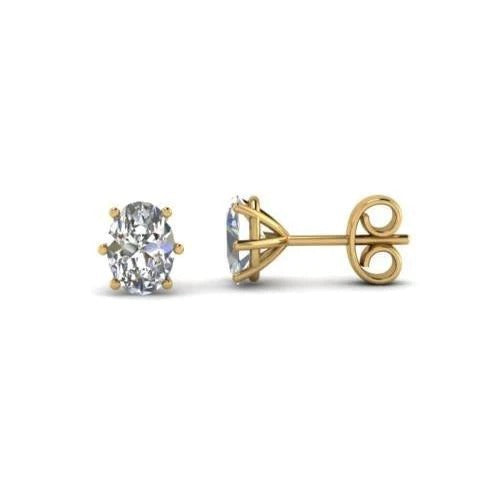 Ovalschliff F Vs1 2.50 Karat Echt Diamanten Ohrstecker Gold Gelb 14K