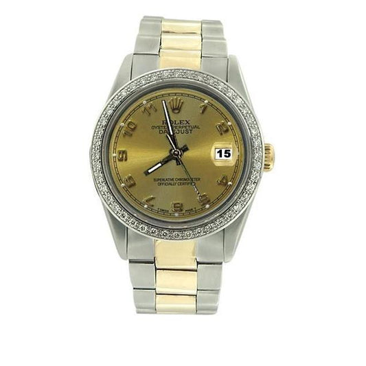 Oyster-Armband Edelstahl & Gold Herren Datejust Uhr Arabisches Zifferblatt Rolex SCHNELLES EINSTELLEN
