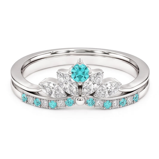 Paraiba-Turmalin & Diamant-Kronenring-Set