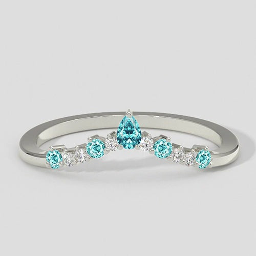 Paraiba-Turmalin & Diamant-Wishbone-Ring