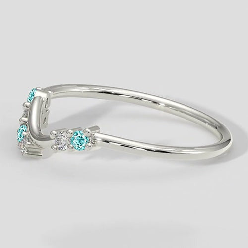 Paraiba- und Diamantring im Chevron-Stil