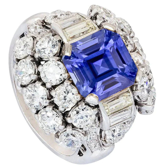 Parti-Verlobungsring mit Saphir und Diamant