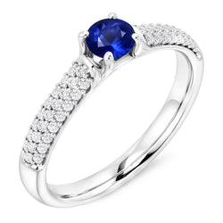 Pave Aus der Erde Abgebauter Natürlicher Diamant Blue Saphir 2 Karat Ring Weißgold 14K
