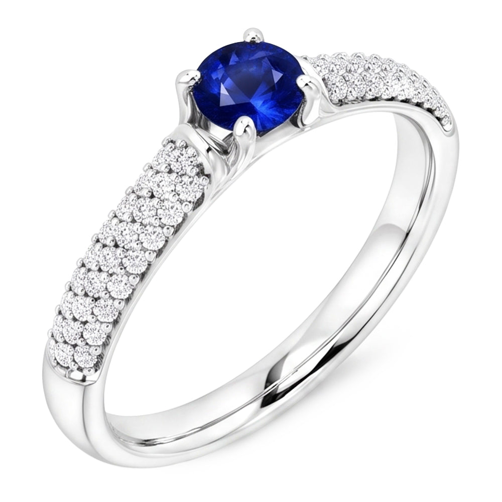 Pave Aus der Erde Abgebauter Natürlicher Diamant Blue Saphir 2 Karat Ring Weißgold 14K