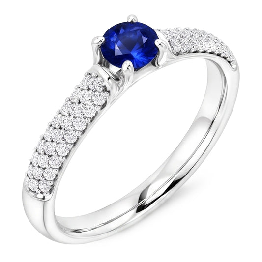 Pave Aus der Erde Abgebauter Natürlicher Diamant Blue Saphir 2 Karat Ring Weißgold 14K
