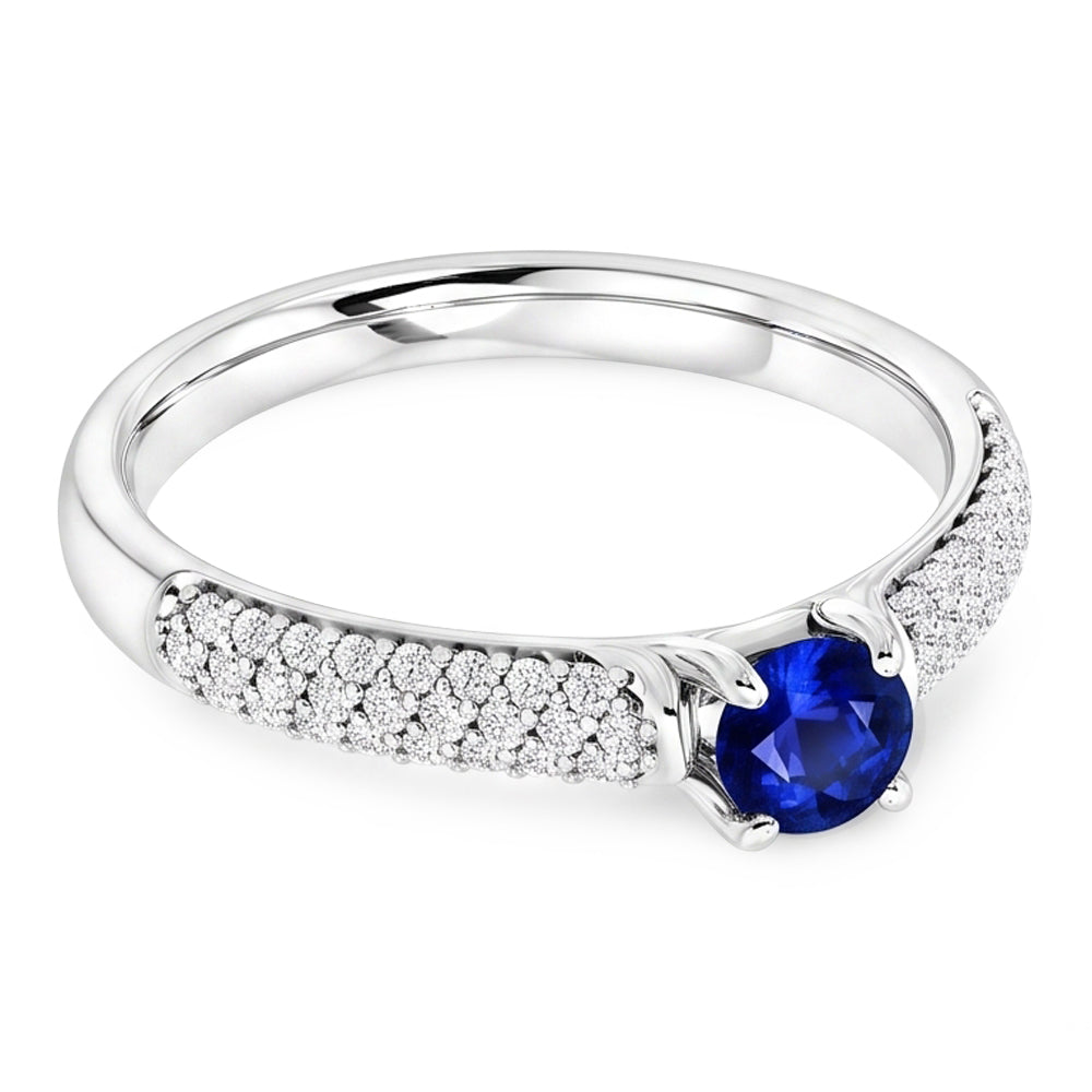 Pave Aus der Erde Abgebauter Natürlicher Diamant Blue Saphir 2 Karat Ring Weißgold 14K