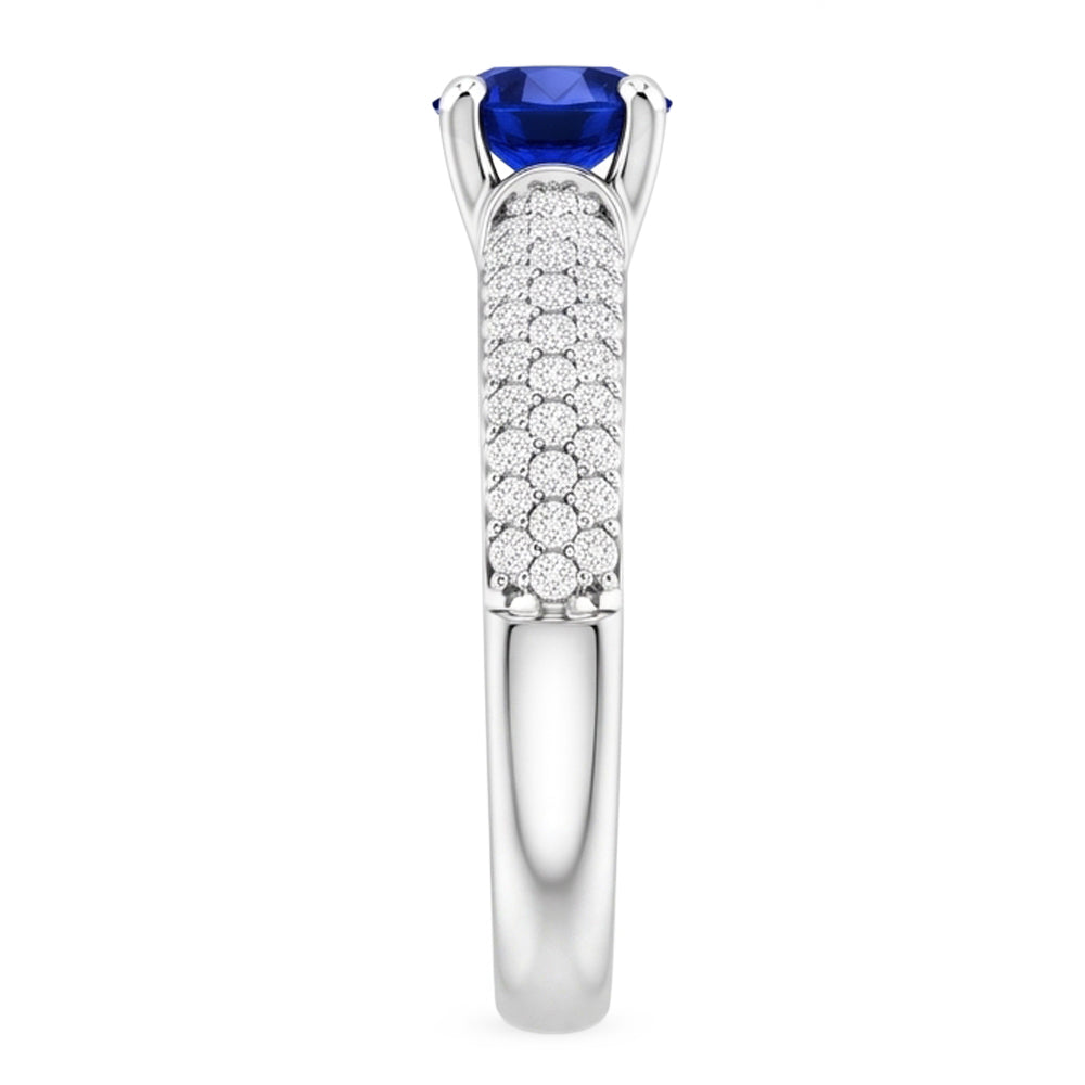 Pave Aus der Erde Abgebauter Natürlicher Diamant Blue Saphir 2 Karat Ring Weißgold 14K