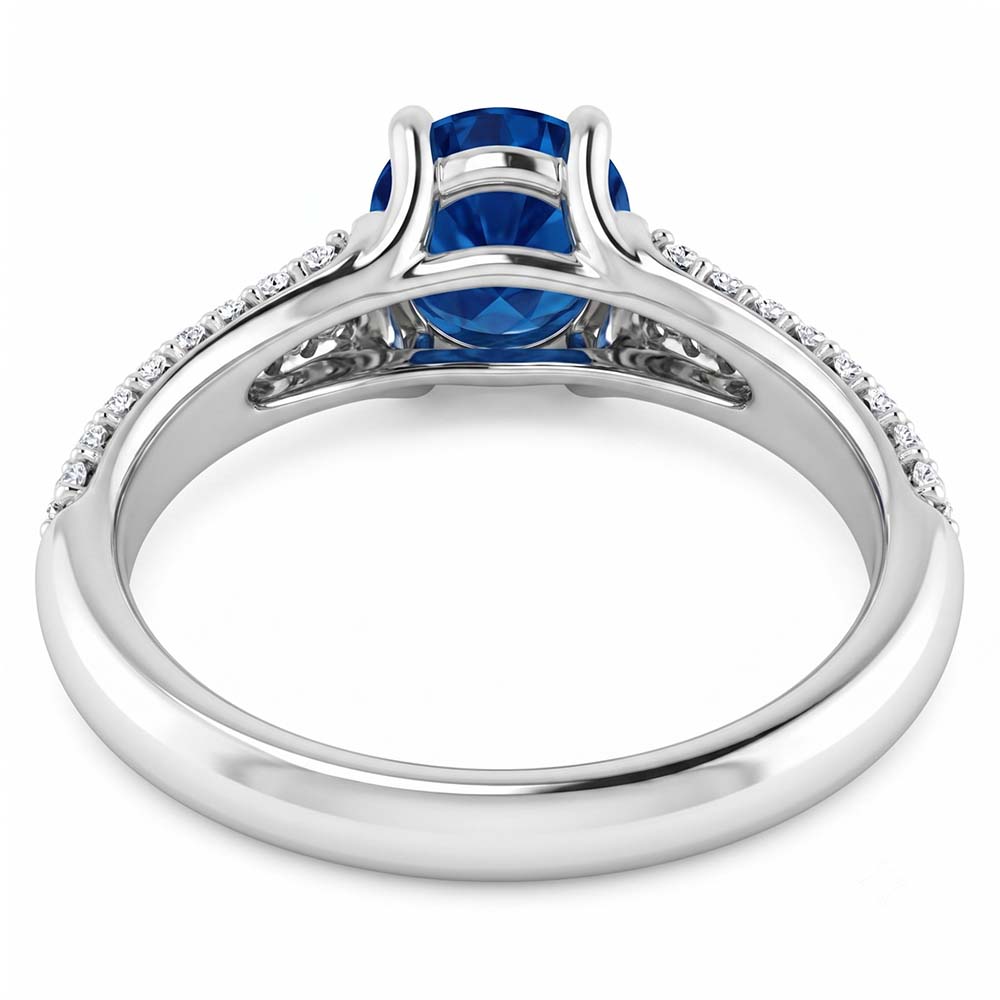 Pave Aus der Erde Abgebauter Natürlicher Diamant Blue Saphir 2 Karat Ring Weißgold 14K