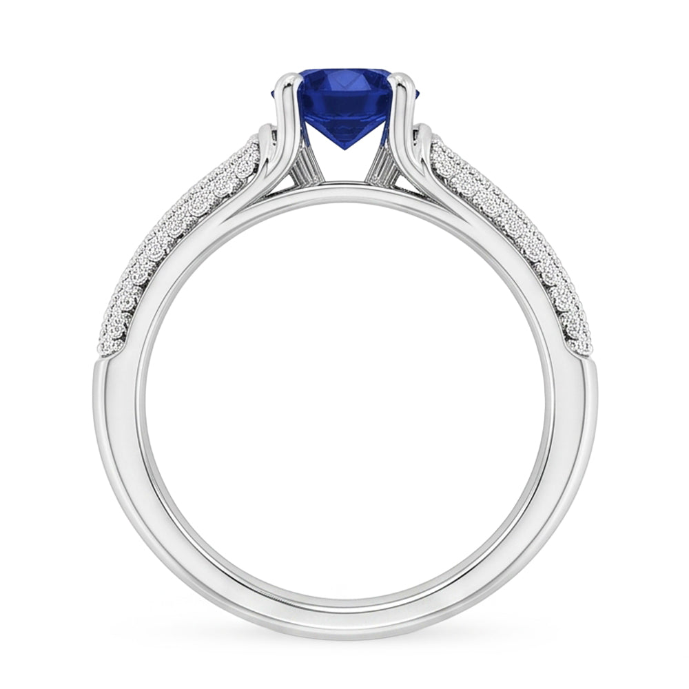 Pave Aus der Erde Abgebauter Natürlicher Diamant Blue Saphir 2 Karat Ring Weißgold 14K
