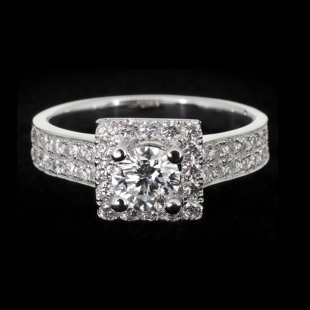 Pavé Fassung 3 Karat Runder Echt Aus der Erde Abgebauter Natürlicher Diamant Verlobung Ring Weiß Gold 14K