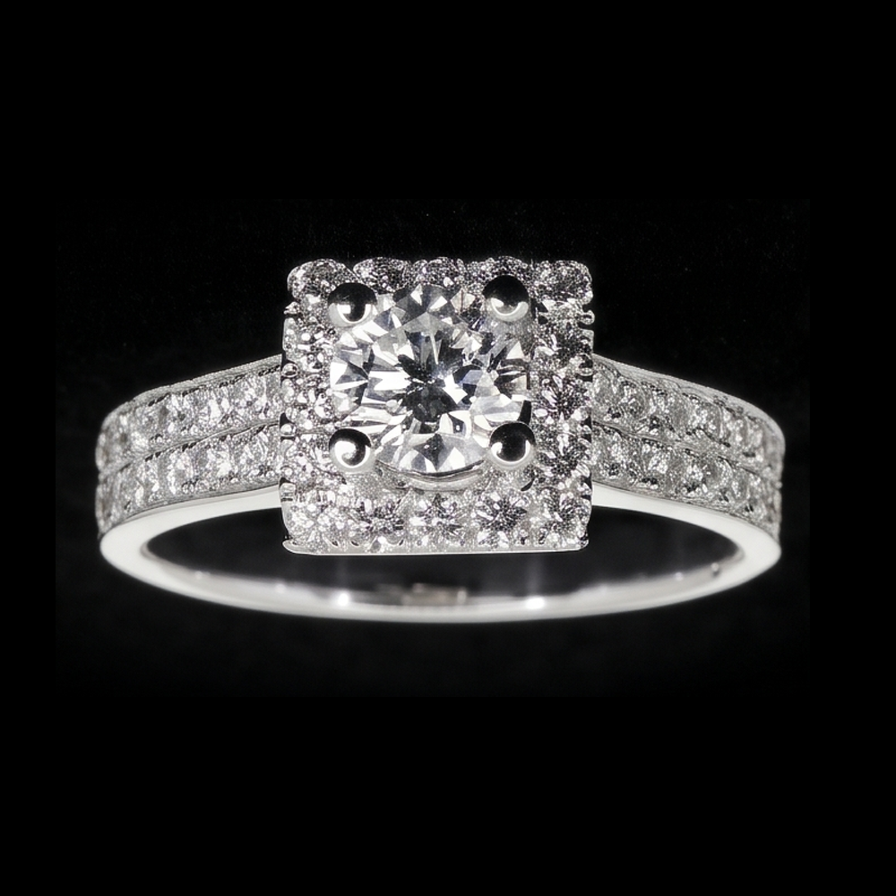 Pavé Fassung 3 Karat Runder Echt Aus der Erde Abgebauter Natürlicher Diamant Verlobung Ring Weiß Gold 14K