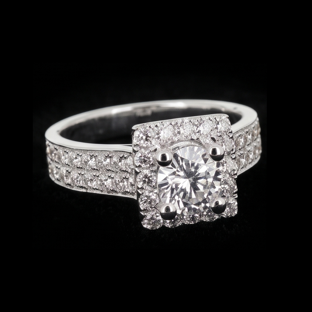 Pavé Fassung 3 Karat Runder Echt Aus der Erde Abgebauter Natürlicher Diamant Verlobung Ring Weiß Gold 14K