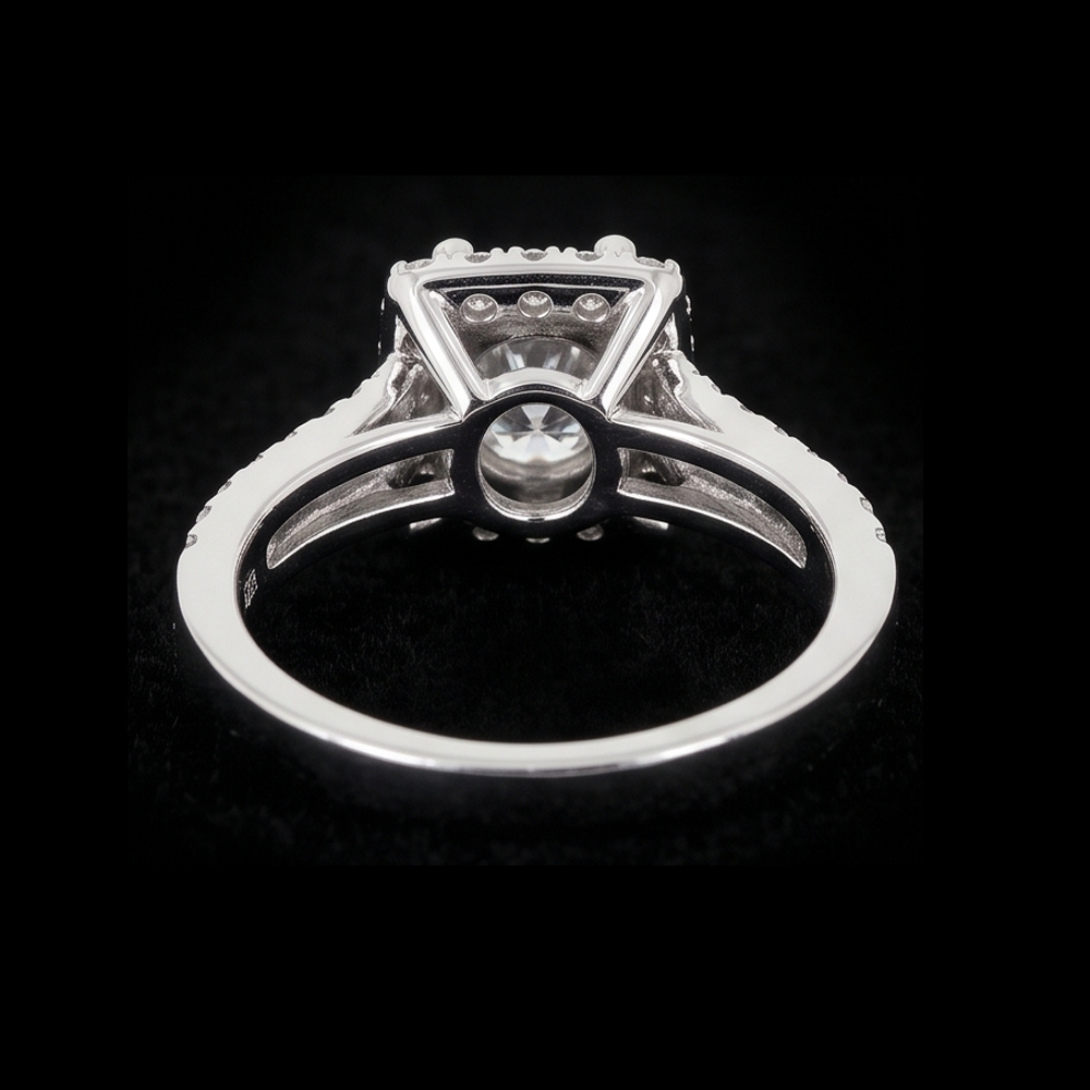 Pavé Fassung 3 Karat Runder Echt Aus der Erde Abgebauter Natürlicher Diamant Verlobung Ring Weiß Gold 14K