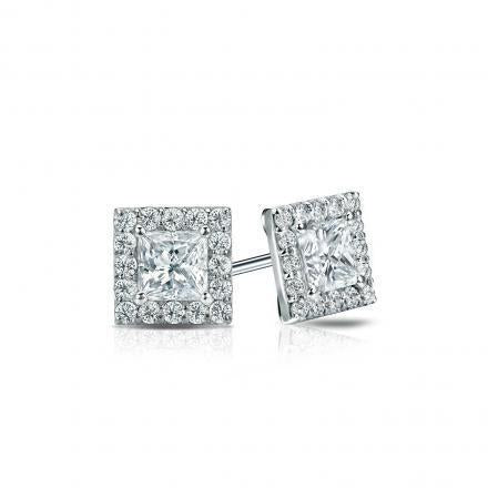 Pave Princess And Runden Cut 2,92 Karat Echt Diamant Ohrstecker Halo Ohrringe