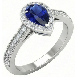 Royalblauer Saphir im Tropfen-Schliff Edelstein-Ring 1 Karat