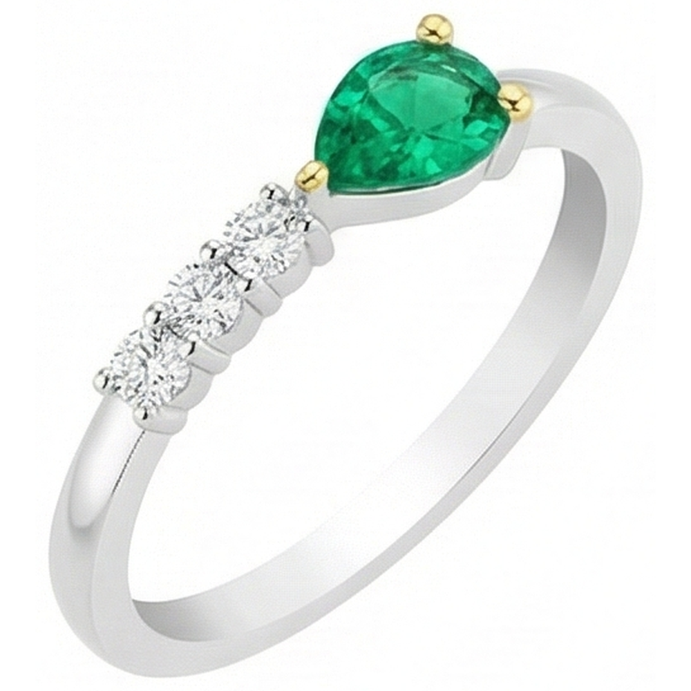 Luxuriöser Farbstein-Ring 1 Karat – Schrägansicht