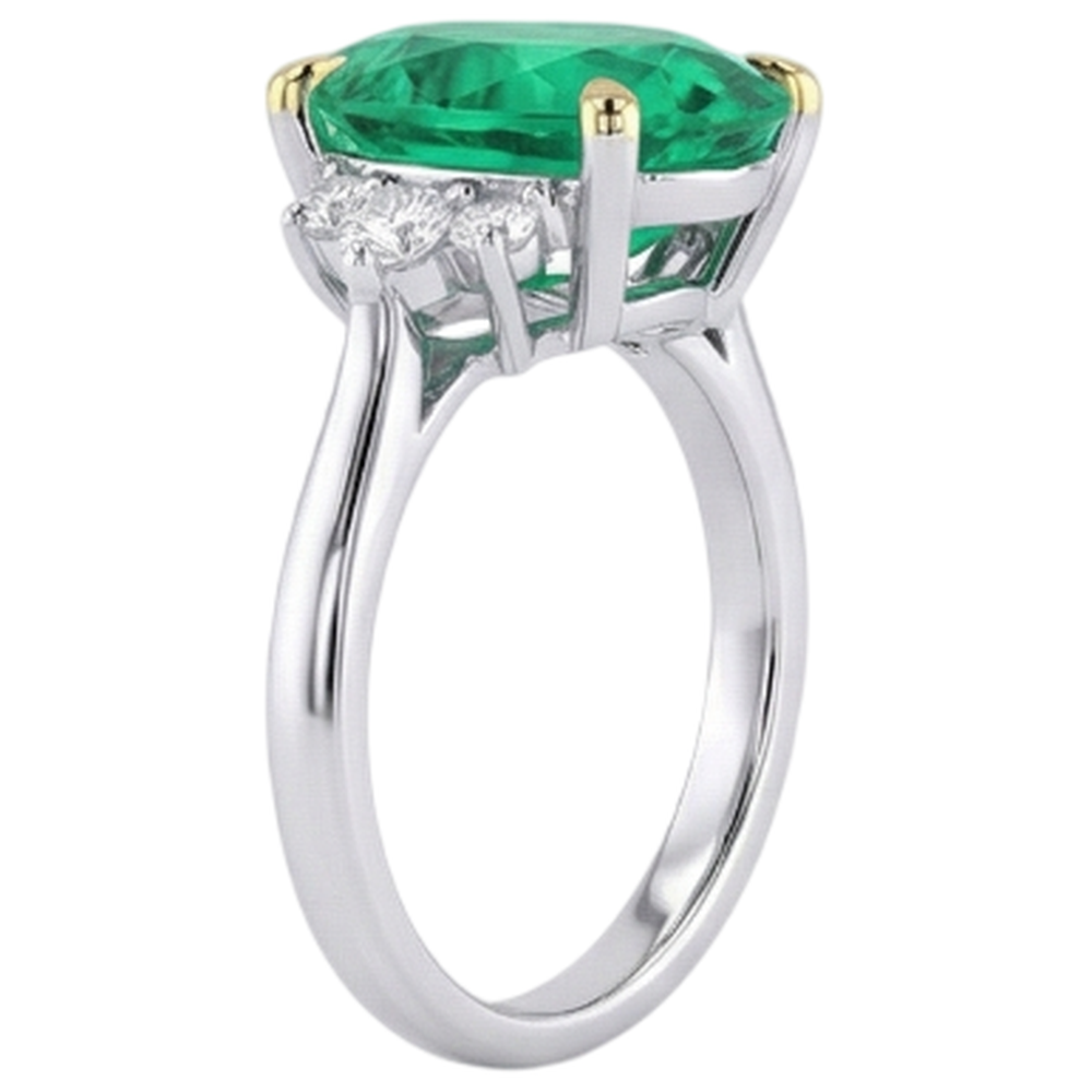 Authentischer Edler Smaragd Farbstein-Ring – Draufsicht