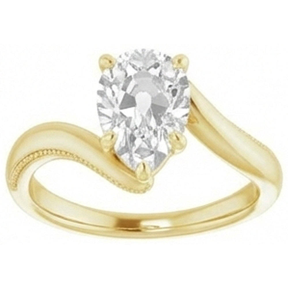 Einzelstein-Ring 14 Karat Gelbgold mit Diamant – Seitenansicht