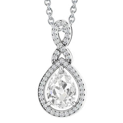 Pear Old Mine Cut Halo Natürlich Diamant Anhänger 5 Karat Krappenset