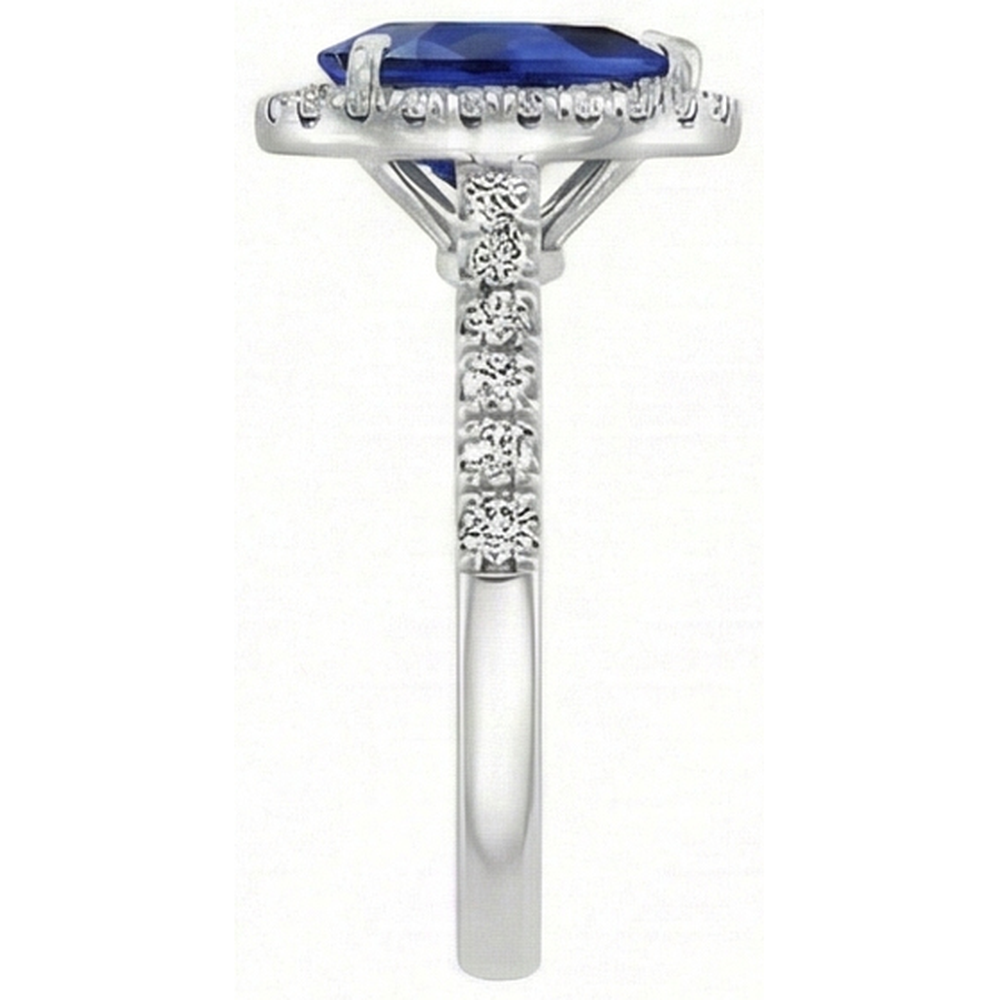 Blauer Saphir Schmuckstein-Ring 2,50-Karat 14K Weißgold – Schrägansicht