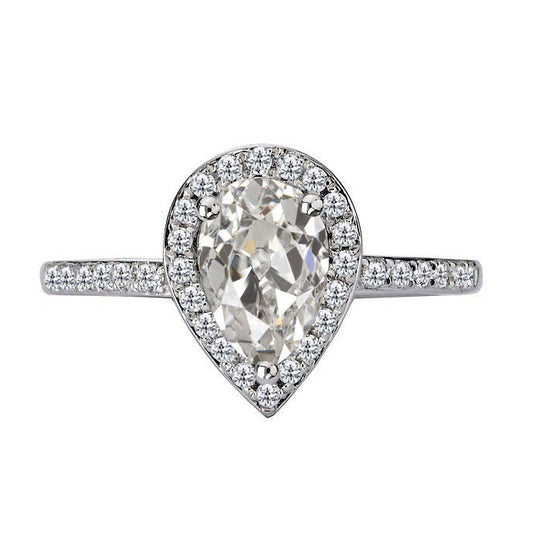 Old Mine Cut Diamant Ring in 14K Weißgold – Hauptansicht