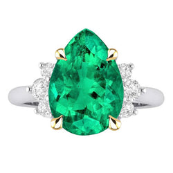GIA-Geprüft Farbstein-Ring – Edler Smaragd 3 Karat 14 Karat