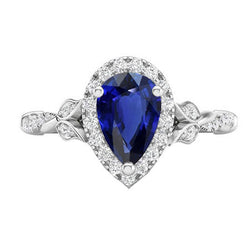 1,50 Karat Blauer Saphir Farbstein-Ring in 14K Weißgold