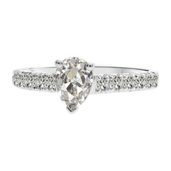 Echter Old Mine Cut Diamant Akzent-Solitär-Ring – 3 Karat in 14