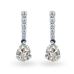 Antik-Kissen-Schliff Diamant Ohrstecker in 14K Weißgold – 2 Karat