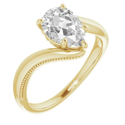 Gedrehte Schiene Einzelstein-Ring – Diamant 2 Karat 14 Karat