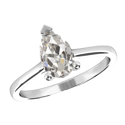 Antik-Kissen-Schliff Diamant Ring in 14 Karat Weißgold – Hauptansicht