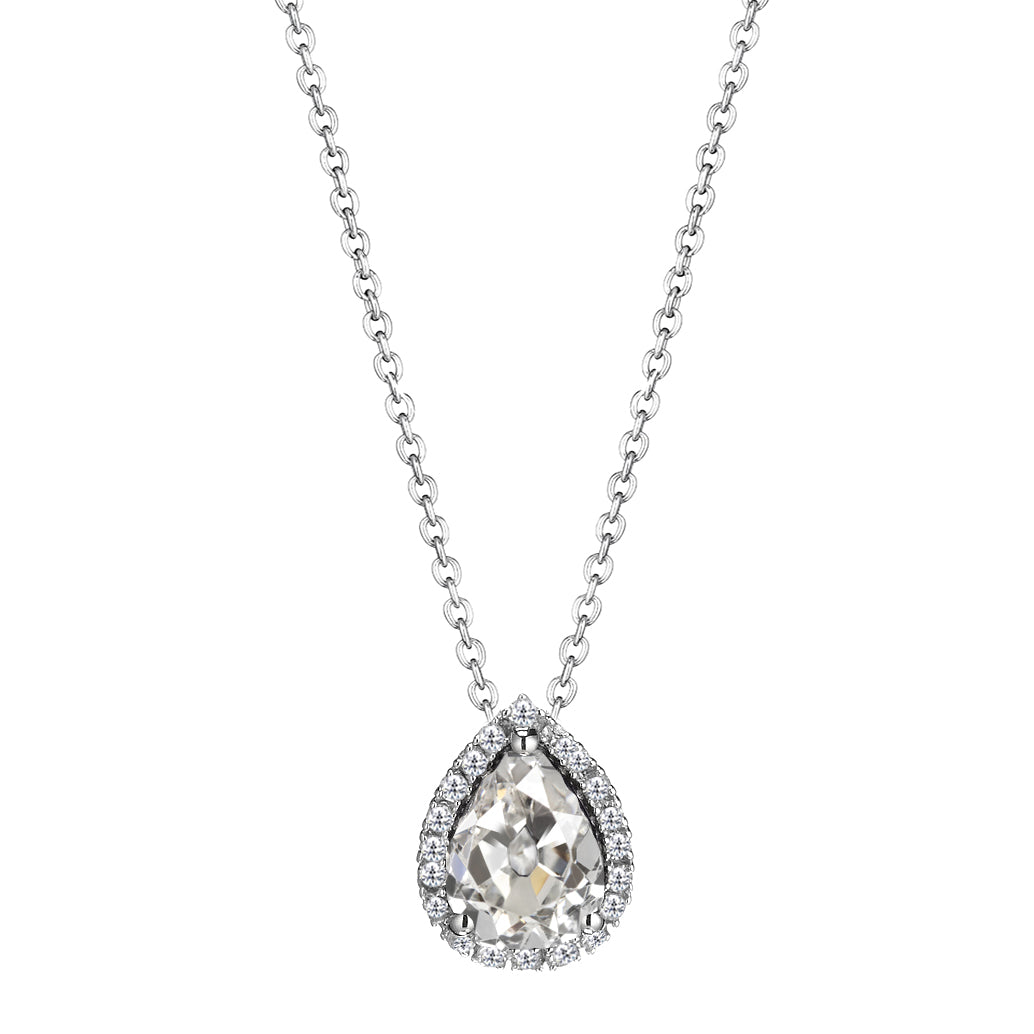 Hänge-Anhänger 14K Weißgold mit Edler Diamant – Hauptansicht