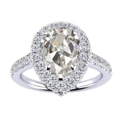14K Weißgold Jubiläumsring Diamant Halo-Ring 3,50 Karat