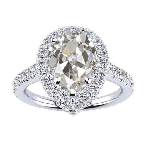 Diamant Old Mine Cut Halo-Ring in 14K Weißgold – Hauptansicht