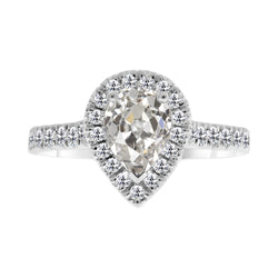 14K Weißgold Old Mine Cut Diamant Halo-Verlobungsring 2 Karat