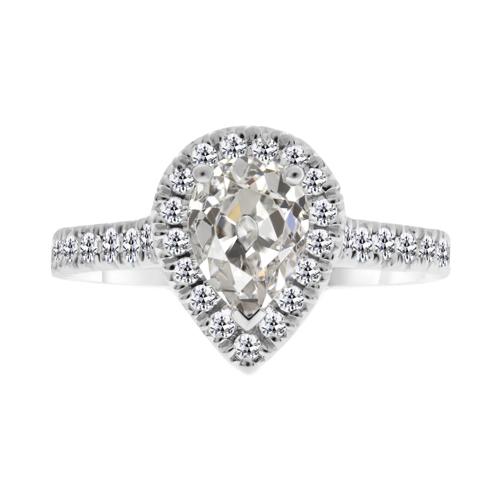 Diamant Halo-Verlobungsring 2-Karat 14K Weißgold – Hauptansicht