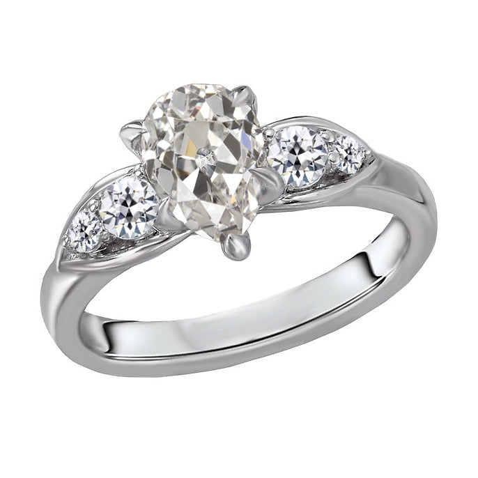 Edler Diamant Drei-Stein-Ring 1,50-Karat 14K Weißgold – Hauptansicht