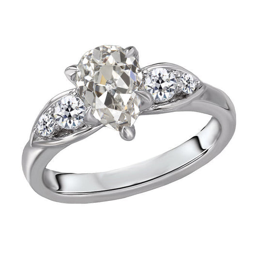 Edler Diamant Drei-Stein-Ring 1,50-Karat 14K Weißgold – Hauptansicht